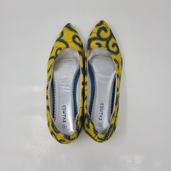 Shamilu | Women's Yellow & Blue Ankara Printed Flats (Size 40 or US Size 9.5) - Picture 8 of 15
